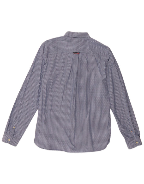 Tommy Hilfiger Mens Regular Fit Shirt Medium Blue Striped Cotton