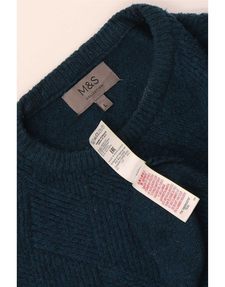 Marks & Spencer muški džemper s okruglim izrezom Veliki tirkizni akril