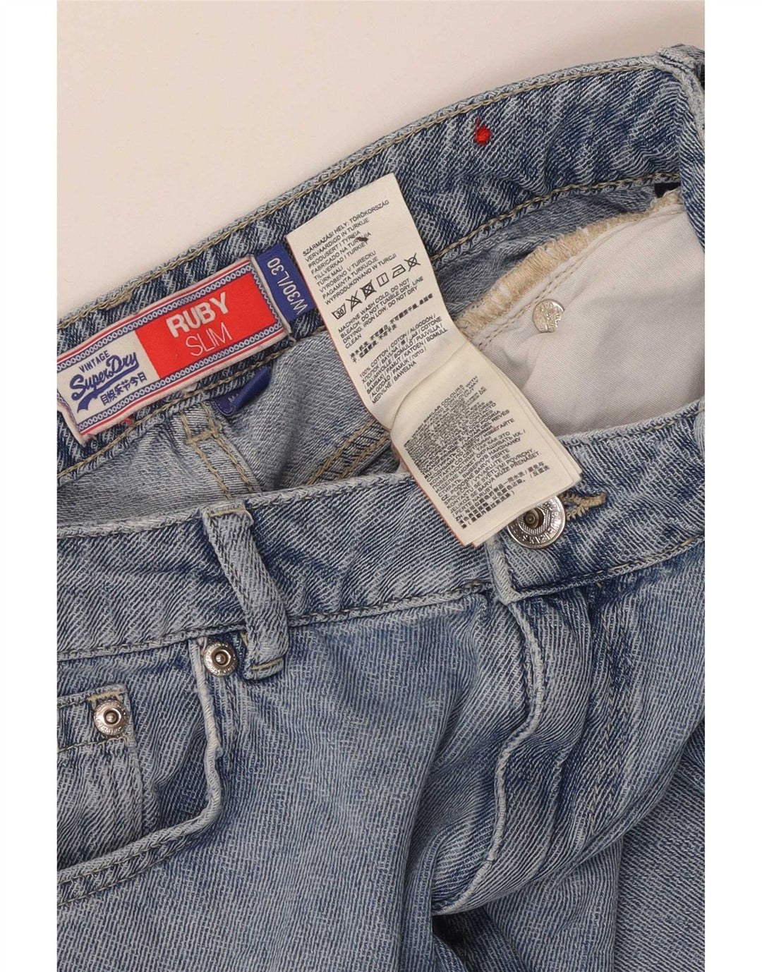 Superdry muške Ruby Slim Capri traperice W30 L23 plavi pamuk