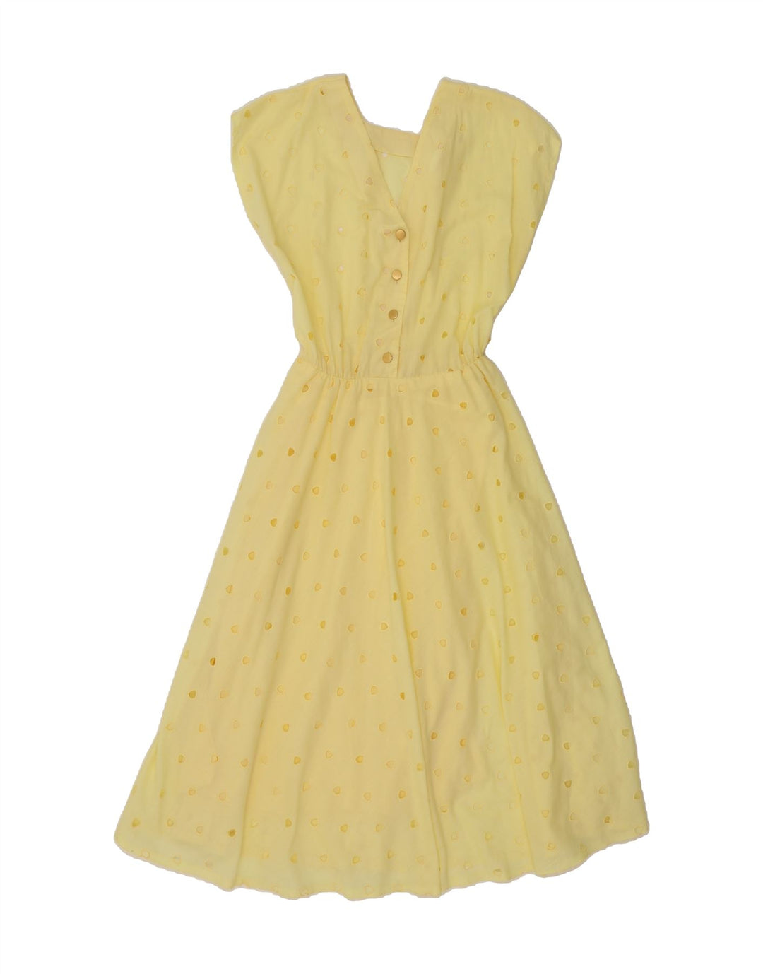 VINTAGE Womens A-Line Dress UK 12 Medium Yellow Vintage Vintage and Second-Hand Vintage from Messina Hembry 