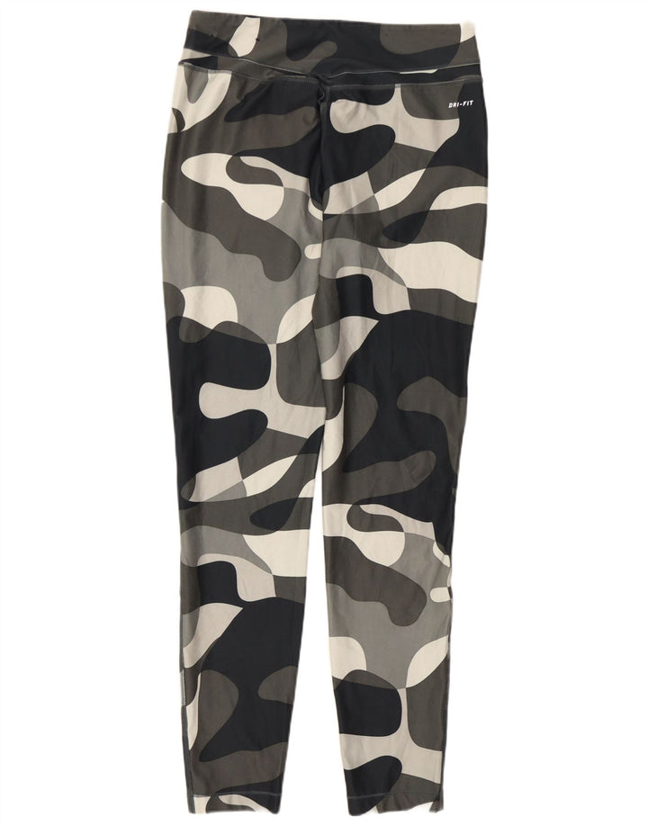 Nike Ženske Dri Fit Leggings UK 14 Large Grey Camouflage Polyester