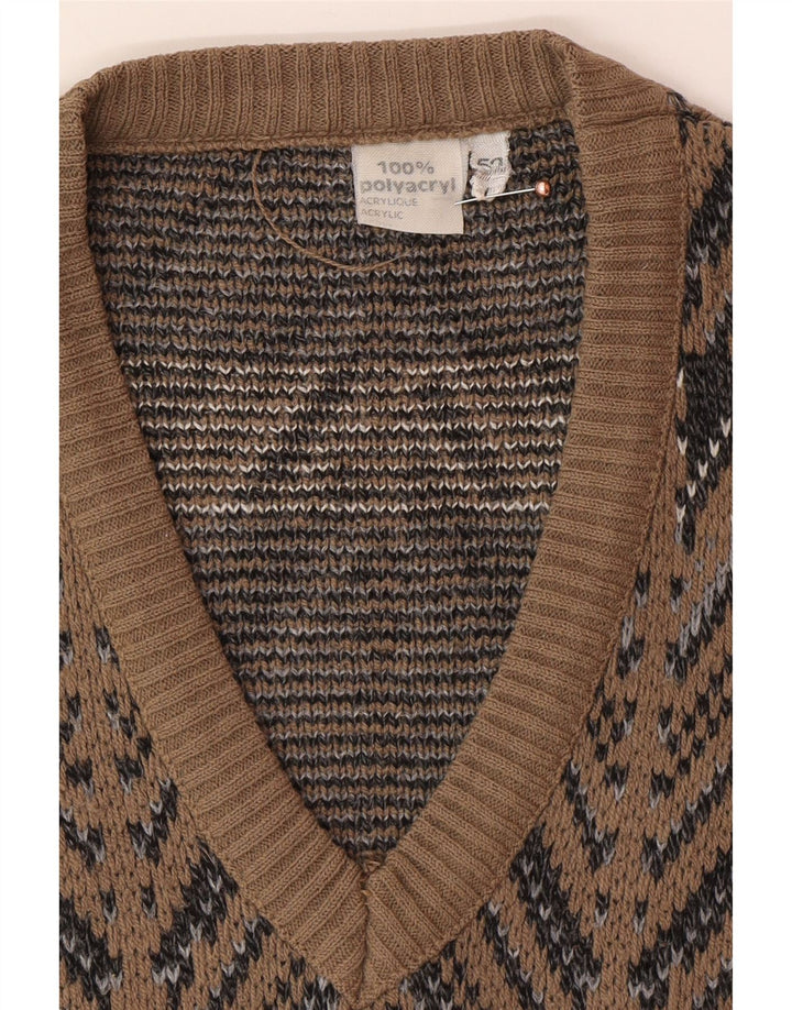 VINTAGE Muška majica bez rukava IT 52 Large Brown Fair Isle