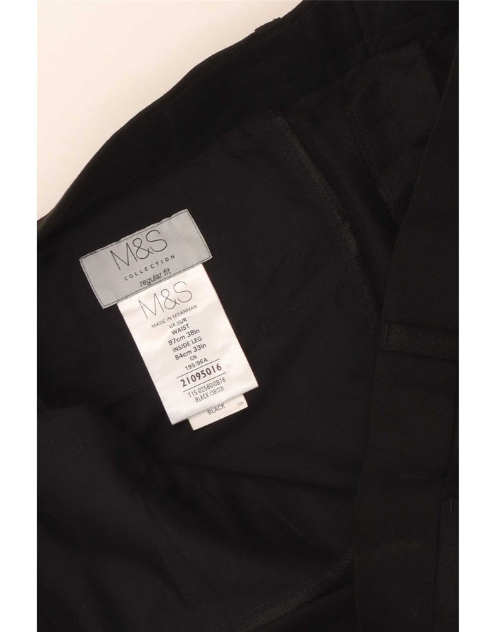 Marks & Spencer muške hlače standardnog kroja W38 L33 crni poliester