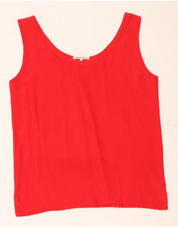 VINTAGE Womens Vest Top UK 10 Small Red Silk
