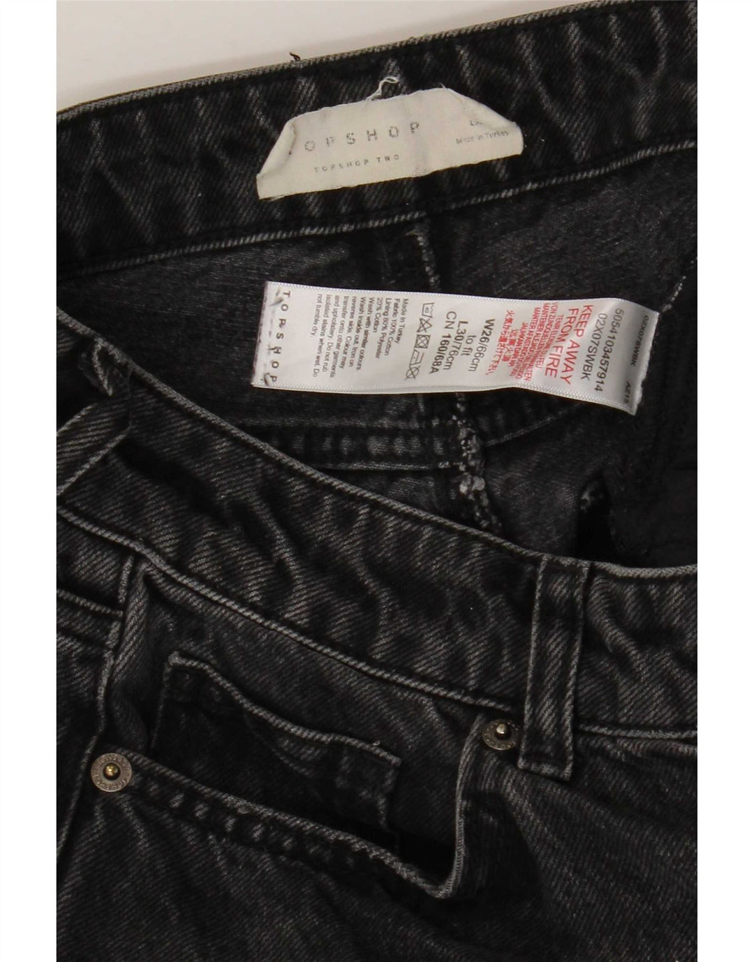 Topshop ženske lepršave traperice W26 L30 sivi pamuk