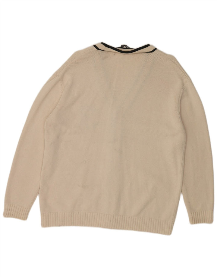 Zara muški grafički kardigan džemper XL bijeli