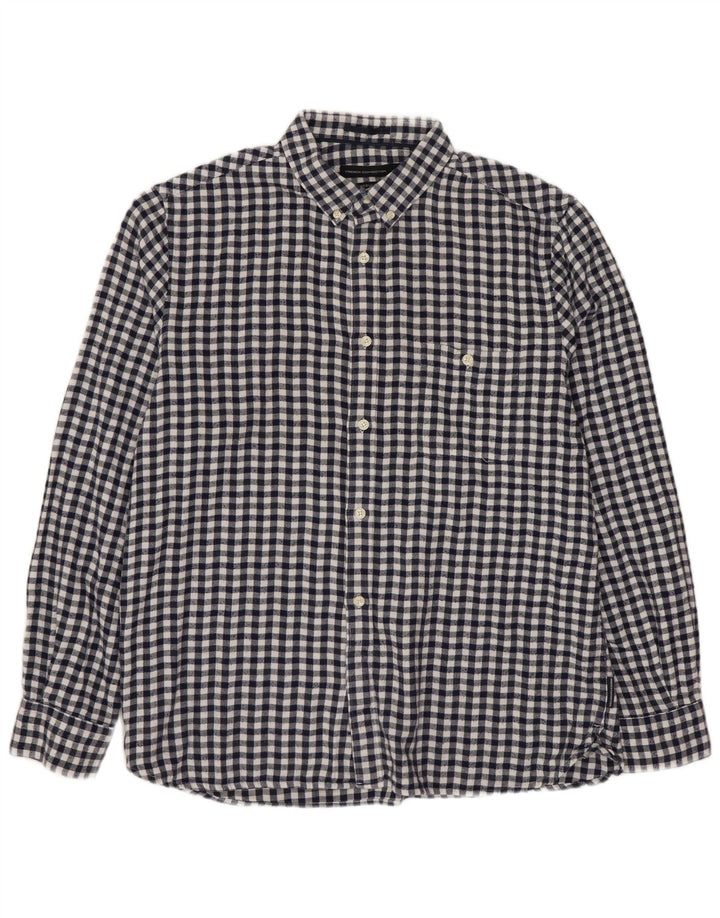 FRENCH CONNECTION Obična muška košulja od flanela, velika tamnoplava gingham majica