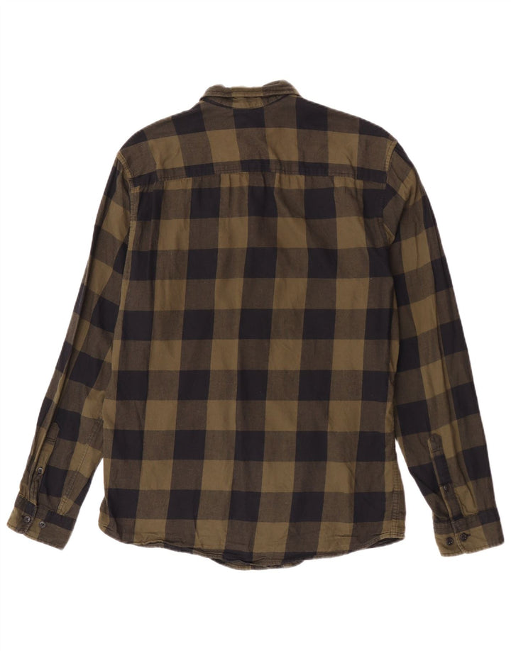 Jack & Jones muška flanelska košulja srednje veličine kaki gingham pamuk
