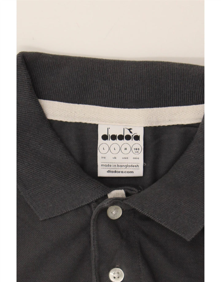DIADORA Mens Polo Shirt Large Grey Cotton Vintage Diadora and Second-Hand Diadora from Messina Hembry 