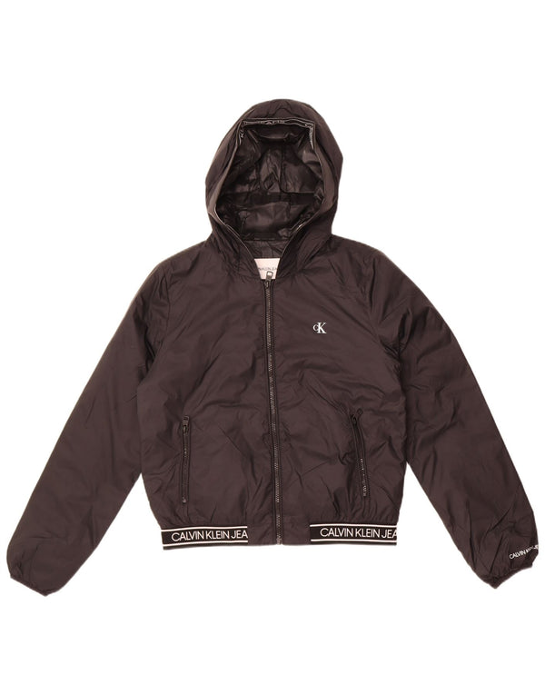 Calvin Klein Jeans ženska bomber jakna s kapuljačom s grafičkim motivima UK 10 Mala crna