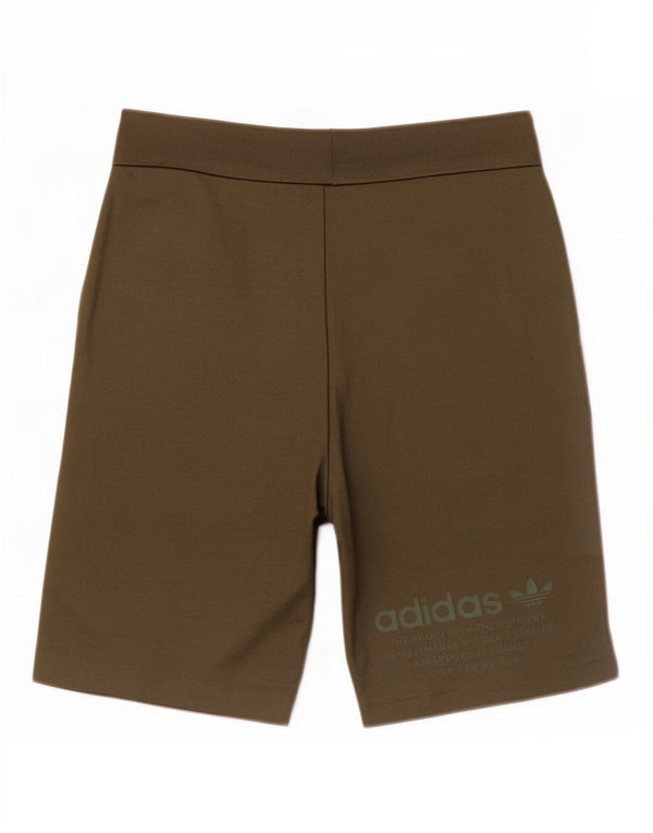 Adidas Womens High Waist Graphic Bermuda Shorts US 2 2XS W26 Green Cotton
