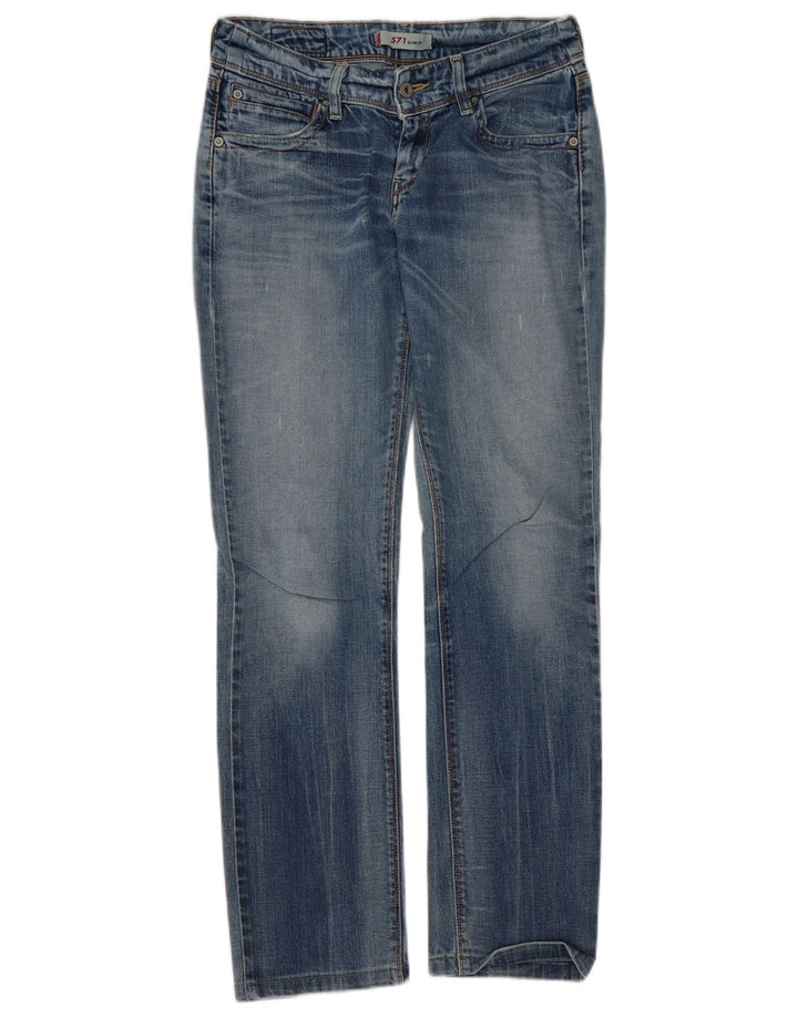 Levi's ženske 571 iskrzane uske traperice W29 L31 plavi pamuk
