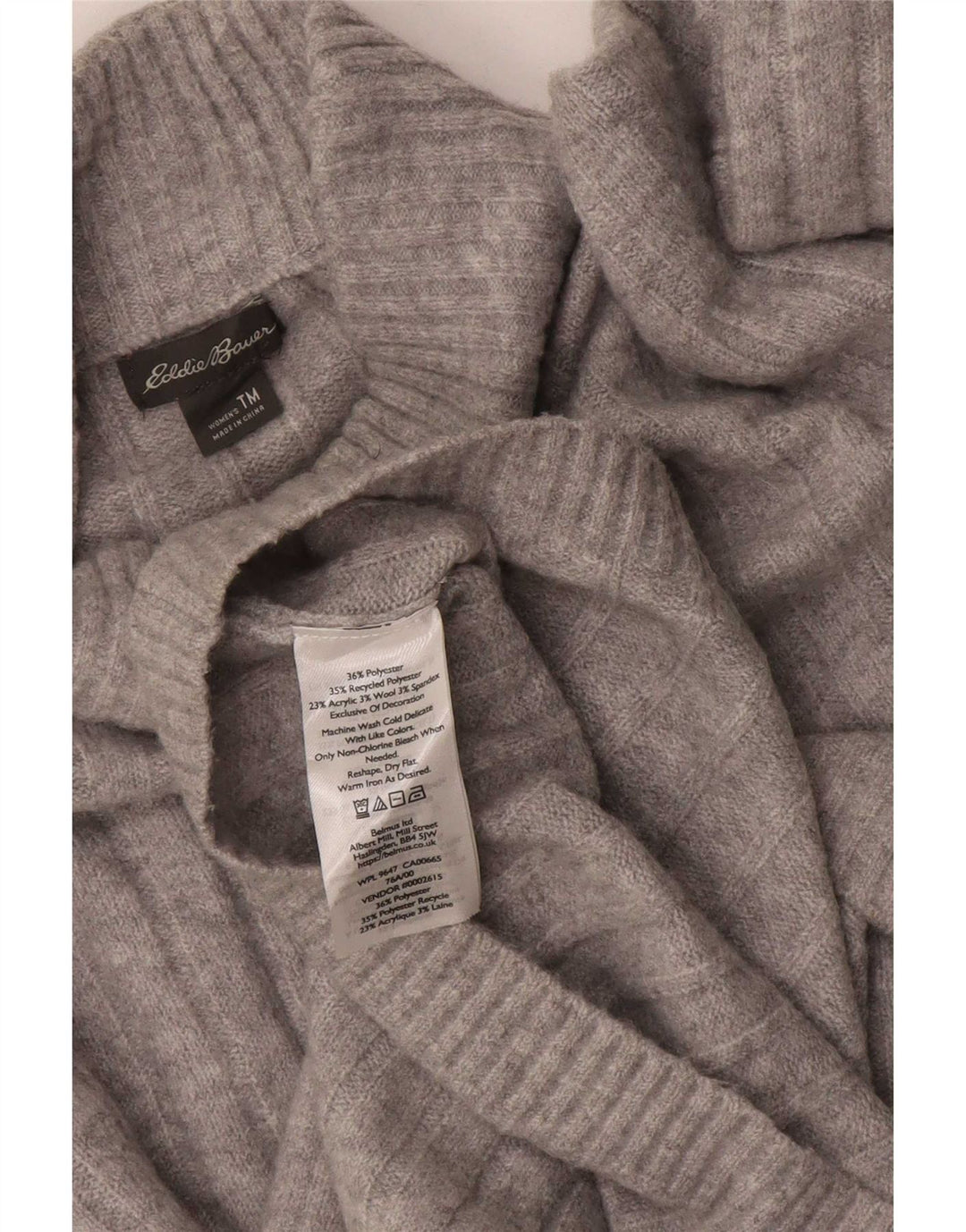 Eddie Bauer ženski visoki džemper s kornjačičastim ovratnikom UK 14 srednje siva