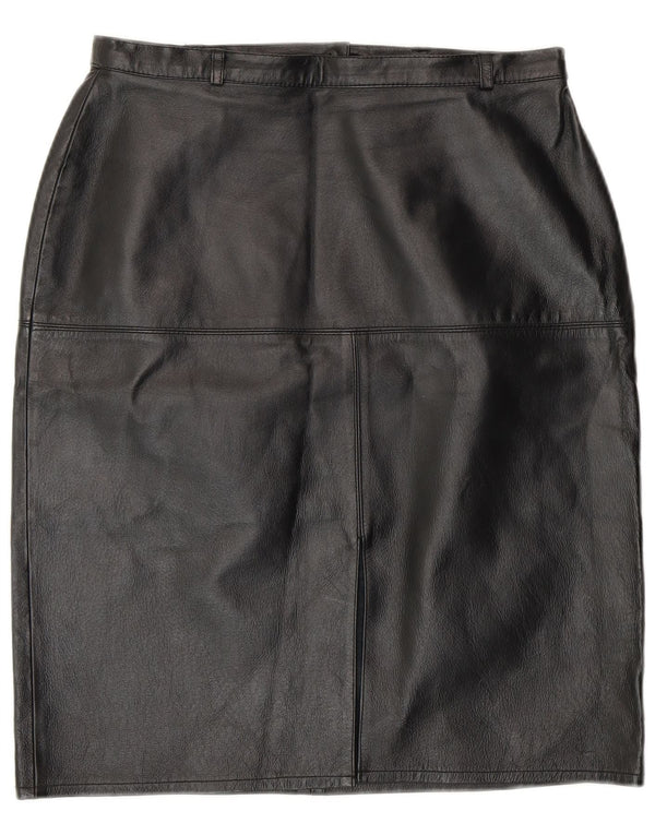 Vintage ženska kožna pencil suknja UK 12 srednje veličine W28 crna koža