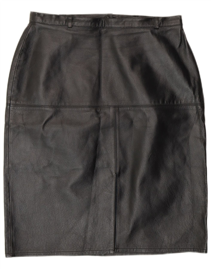 Vintage ženska kožna pencil suknja UK 12 srednje veličine W28 crna koža