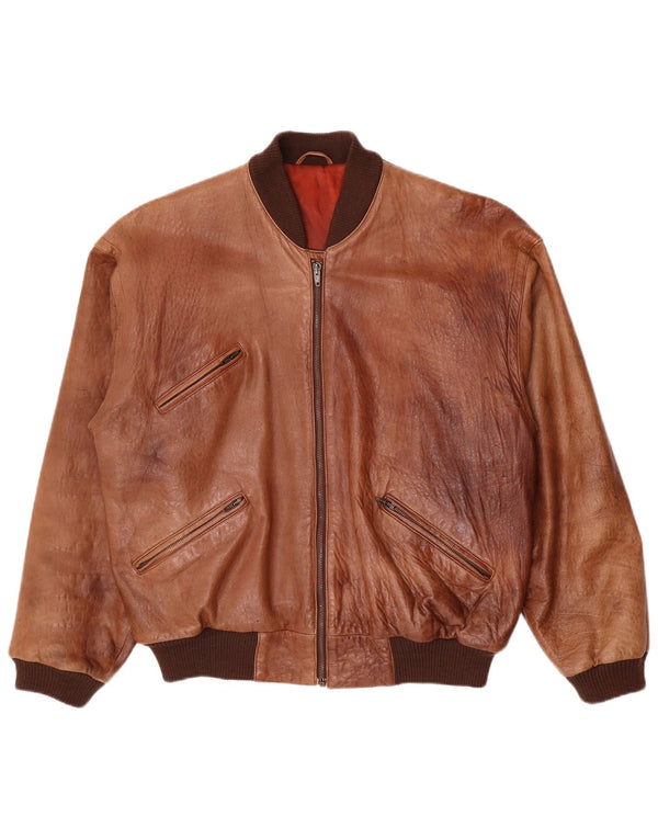 Vintage Mens Leather Jacket UK 40 Large Brown