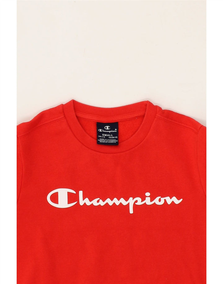 CHAMPION Boys Graphic Sweatshirt Jumper 7-8 Years Small  Red Cotton Vintage Champion and Second-Hand Champion from Messina Hembry 