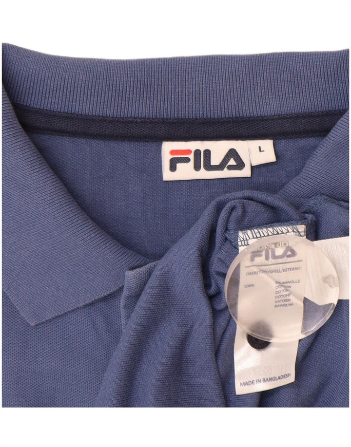 FILA Muška polo majica dugih rukava Velika plava pamuk