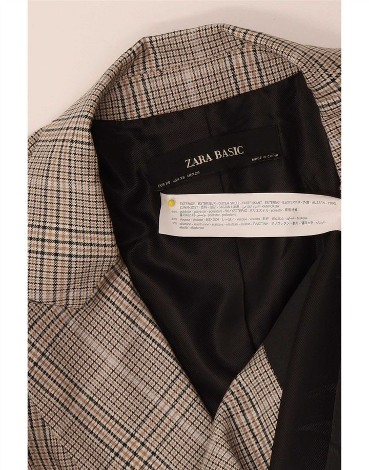 Zara ženska velika jakna s dvostrukim kopčanjem UK 6 XS sivi karirani