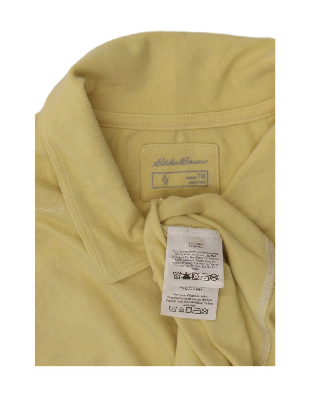 Eddie Bauer ženska visoka polo majica UK 12 srednje žuti pamuk