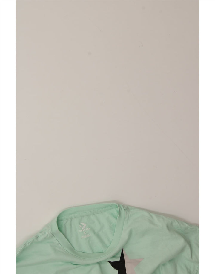 CONVERSE Mens Graphic Top Long Sleeve Small Turquoise Cotton Vintage Converse and Second-Hand Converse from Messina Hembry 