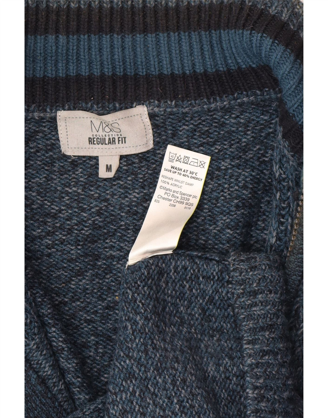 Marks & Spencer muški kardigan pulover standardnog kroja srednje plavi akril