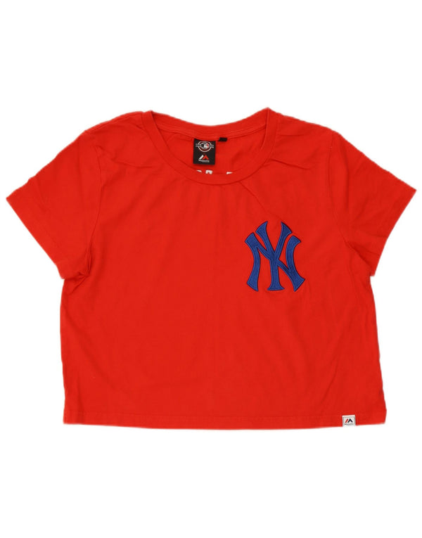 Majestic ženska majica kratkih rukava New York Yankees s kratkim crtama UK 14 Srednje crvena