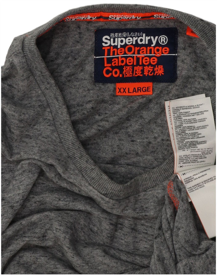 SUPERDRY muška majica kratkih rukava 2XL sivi flekasti pamuk