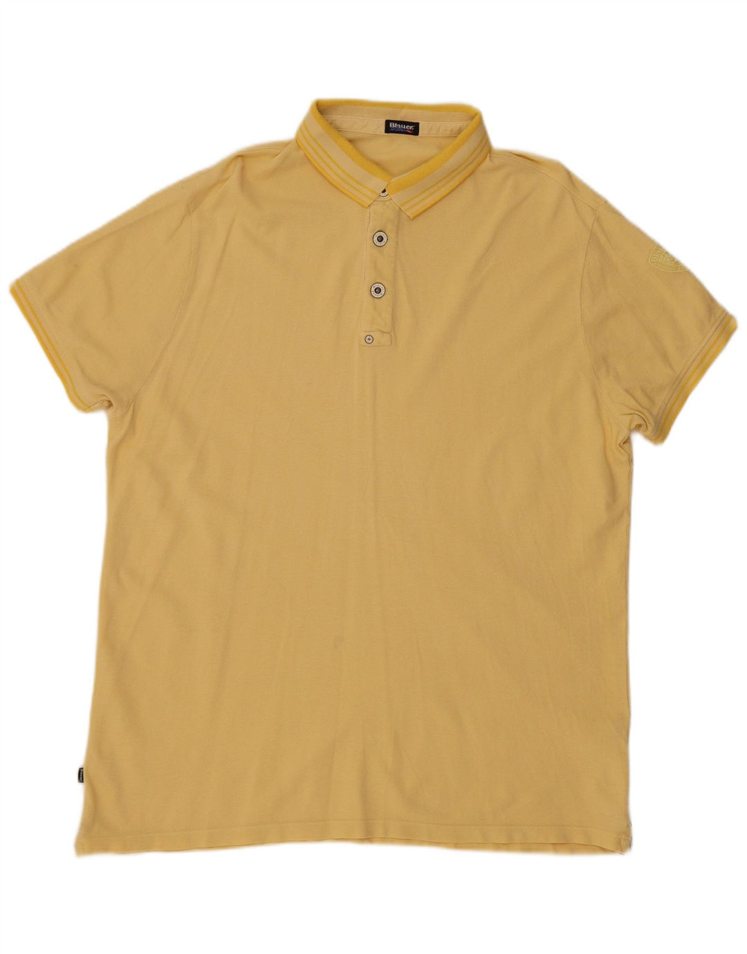 BLAUER Mens Polo Shirt 3XL Yellow Cotton