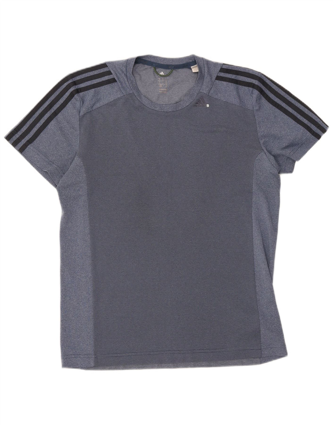 ADIDAS Mens T-Shirt Top Medium Navy Blue Pinstripe Polyester