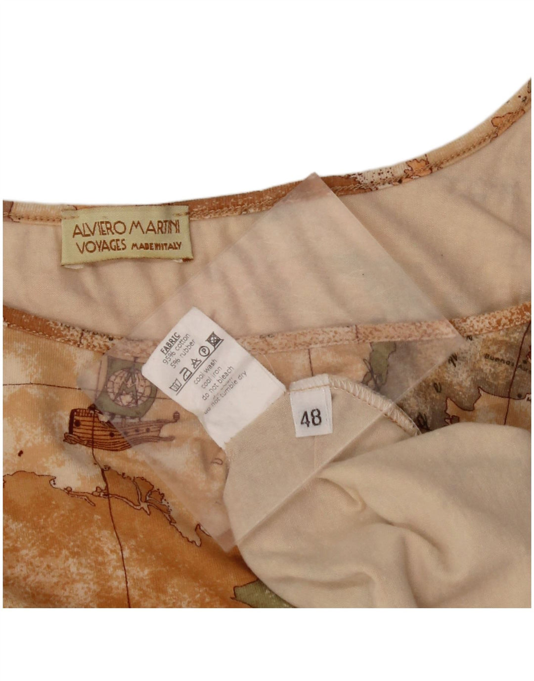 ALVIERO MARTINI Womens Voyages Crop Vest Top IT 48 XL Bež Geometrijski