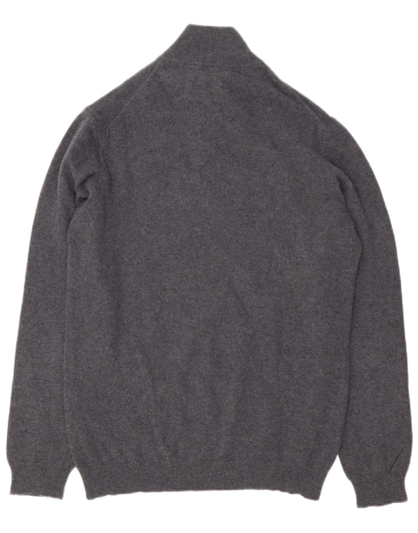 Timberland Mens Zip Neck Jumper Sweater Large Grey Merino Wool