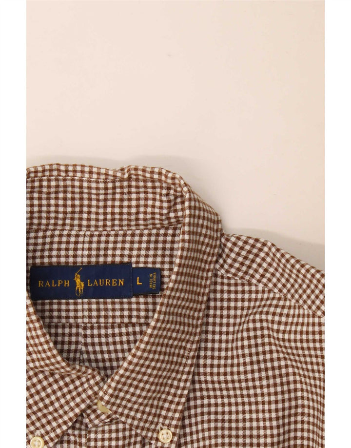 Ralph Lauren muška flanelska košulja, veliki smeđi pamuk od ginghama