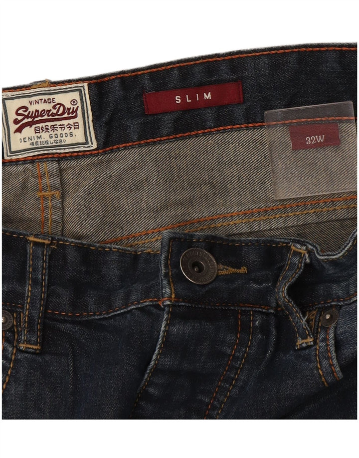 Superdry muške uske kratke traper hlače W32 srednje tamnoplave