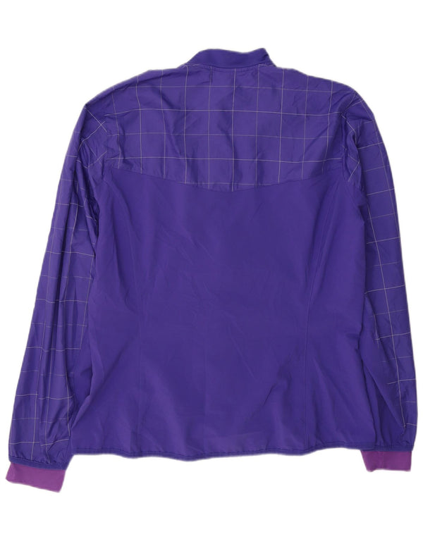 Adidas Womens Tracksuit Top Jacket UK 16 Large Purple Check Polyester