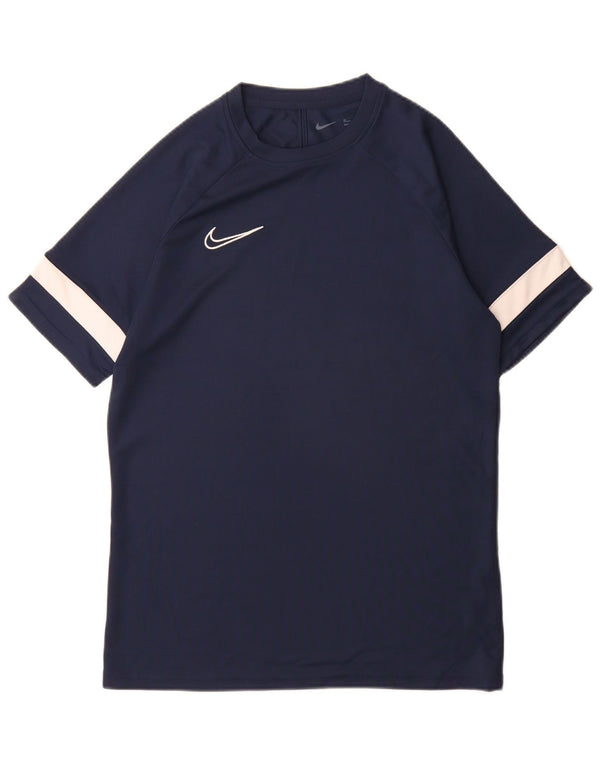Nike Dri Fit T-Shirt Top Medium Navy Blue Colourblock