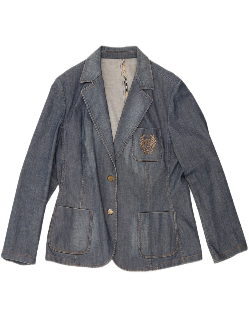 BURBERRY Womens Denim 2 Button Blazer Jacket UK 16 Large Blue Cotton Vintage Burberry and Second-Hand Burberry from Messina Hembry 