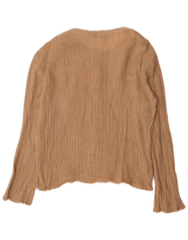 Zara ženski gornji dio bluze dugih rukava UK 16 Large Beige Cotton