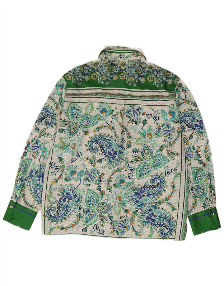 ZARA ženska košulja bluza UK 14 Srednje zelena boja paisley poliester