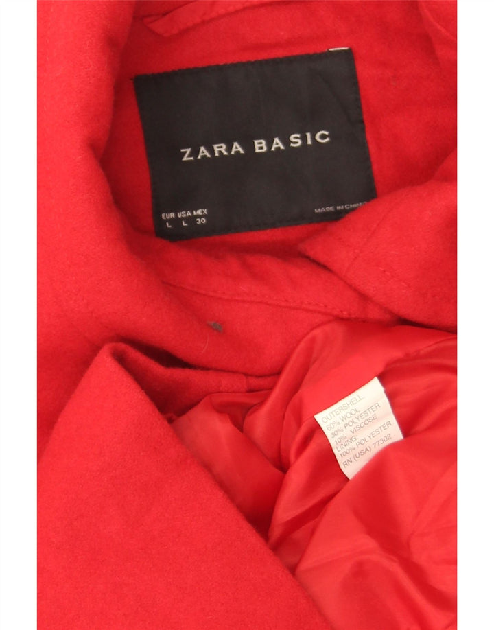Zara ženski kratki graškasti kaput UK 16 Veliki crveni vuneni