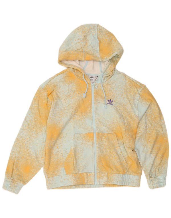 Adidas veliki ženski pulover s kapuljačom na patentni zatvarač UK 6 XS Yellow Tie Dye