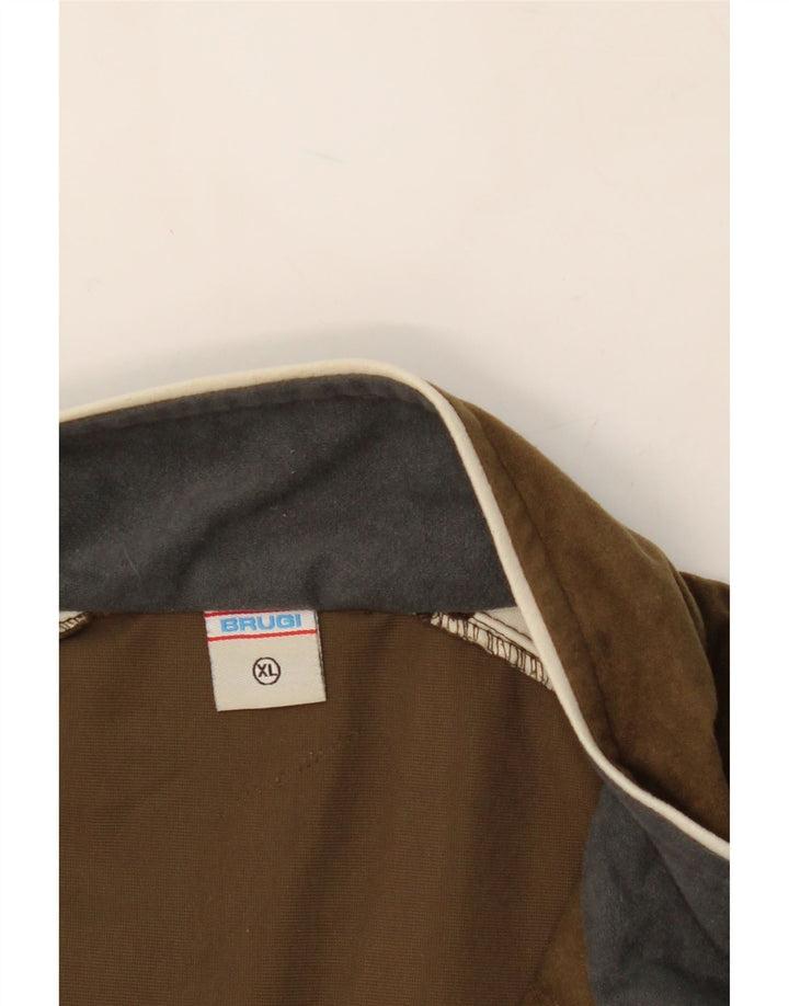 BRUGI Mens Fleece Jacket UK 42 XL Khaki Colourblock Polyester Vintage Brugi and Second-Hand Brugi from Messina Hembry 