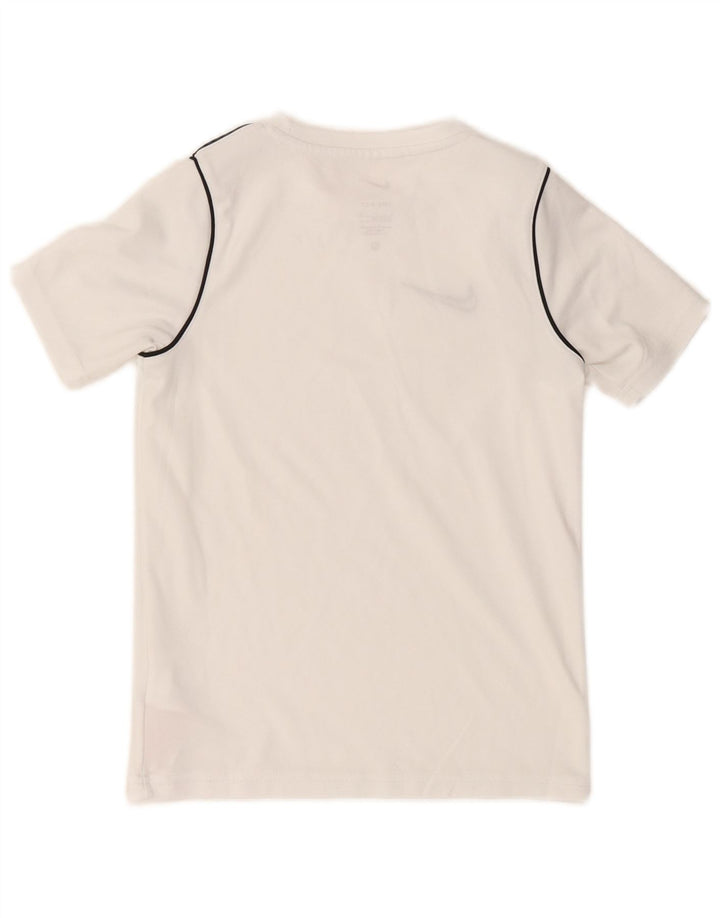 NIKE Boys Dri Fit T-Shirt Top 8-9 Years Small White Poliester