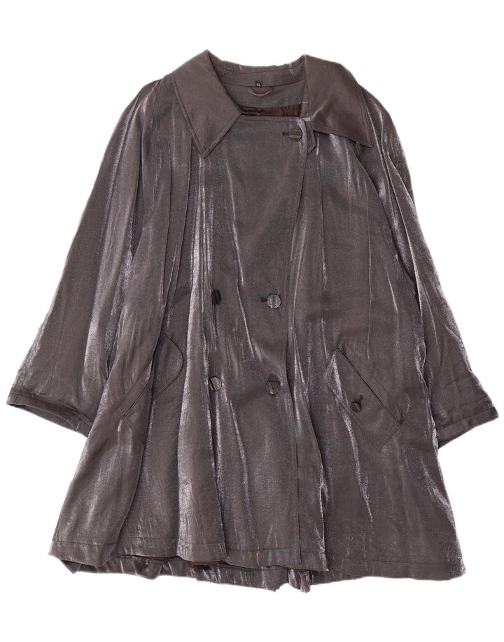 Vintage ženski kaput s dvorednim kopčanjem IT 42 srednje sive boje od viskoze