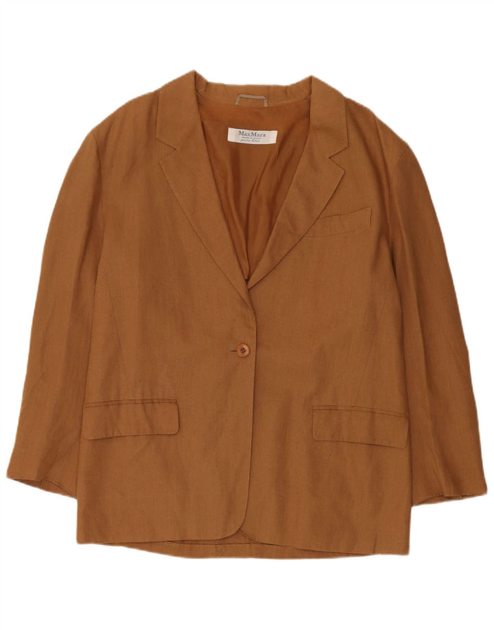 Max Mara ženski sako sa 1 gumbom UK 14 Large Brown Lane