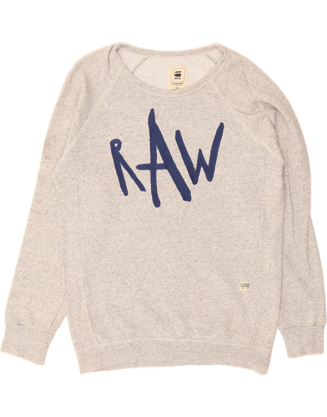 G-STAR Mens Graphic Sweatshirt Jumper Medium Grey Flecked Cotton Vintage G-Star and Second-Hand G-Star from Messina Hembry 