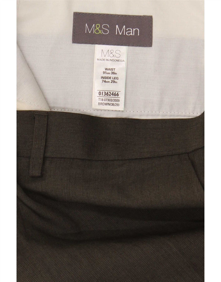 Marks & Spencer muške hlače ravnog odijela W36 L29 smeđi poliester
