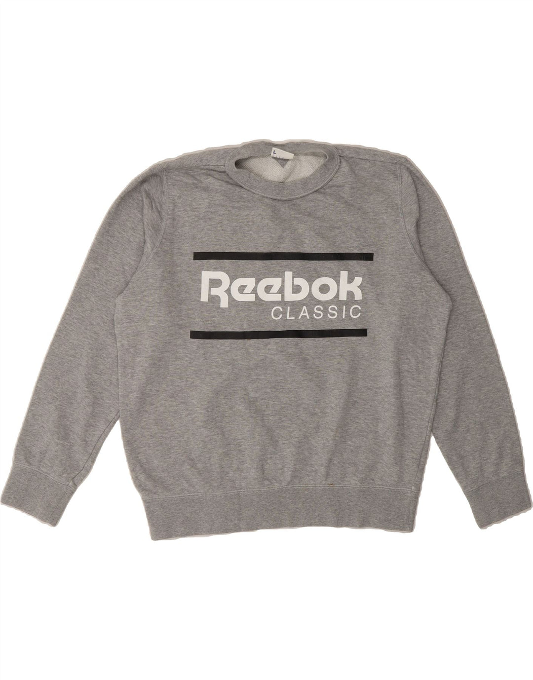 REEBOK Womens Graphic Oversized Sweatshirt Jumper UK 16/18 Large Grey Vintage Reebok and Second-Hand Reebok from Messina Hembry 