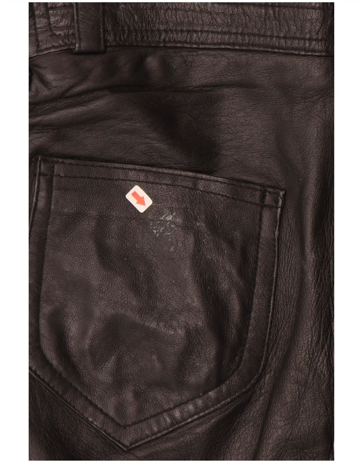 VINTAGE ženske ravne kožne hlače IT 40 male W28 L28 crna koža