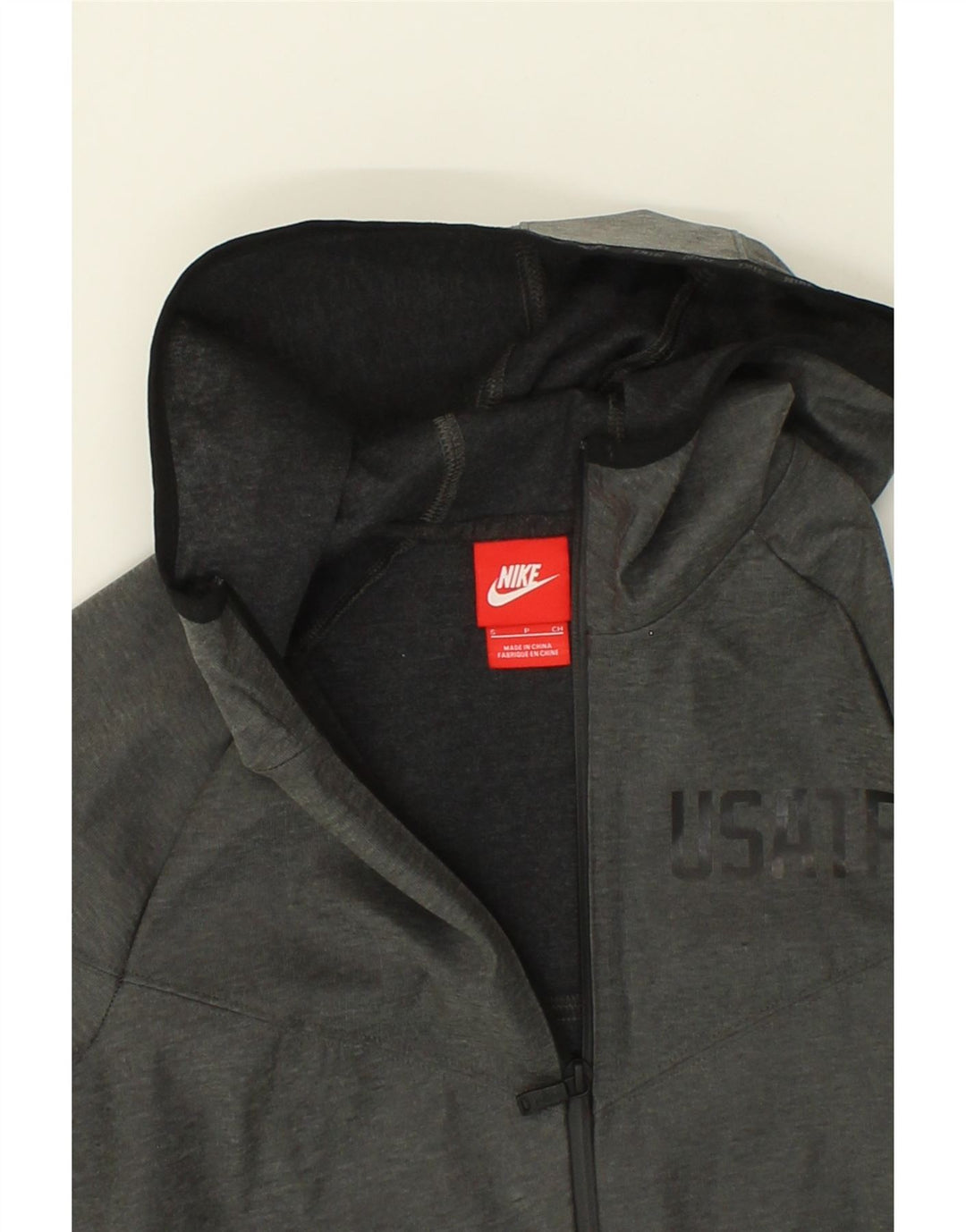 NIKE Womens Graphic Zip Hoodie Sweater UK 10 Small Grey Polyester Vintage Nike and Second-Hand Nike from Messina Hembry 